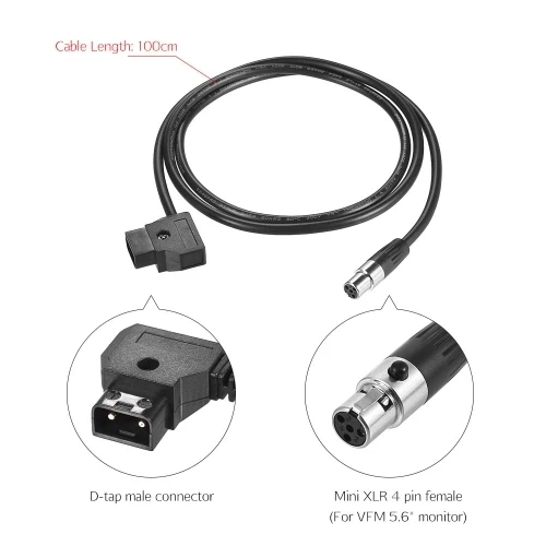 D-Tap штекер (жестяным) Мини-XLR 4-контактный кабель прямой шнур 100 см Длина для VFM 5 6 inch