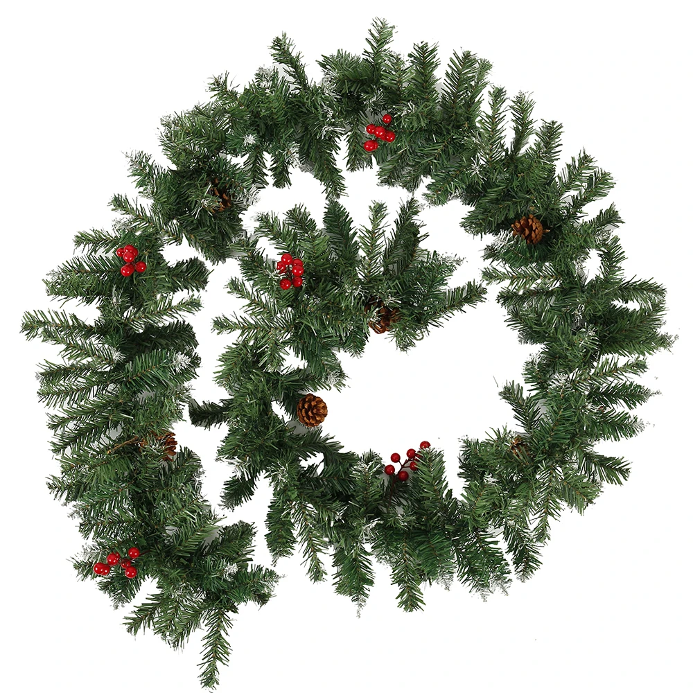 

2.7m Christmas Garland Home Decor For Wall Door Bar Tops Ornaments Artificial Garland With light string + remote control