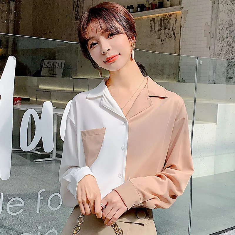 Блузка женская мода 2020 рубашка одежда корейский стиль длинный рукав Топ Осень