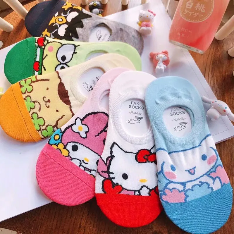 Носки My Melody Cinnamoroll PomPomPurin keroppi женские летние носки до щиколотки с мультяшным