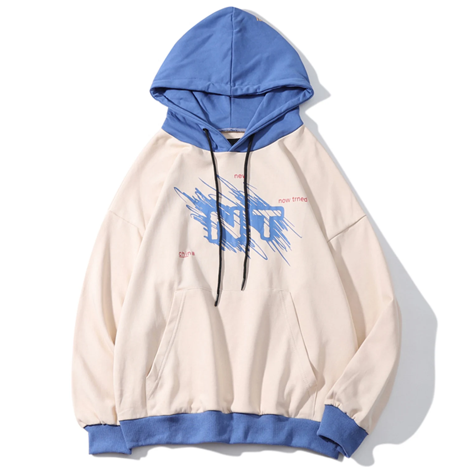 Мужские толстовки с капюшоном в стиле пэчворк Повседневный хлопковый пуловер