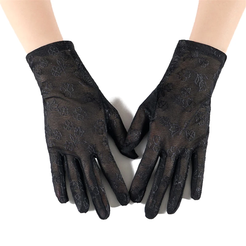 

New Arrivial Sunscreen Gloves Women Lady Lace Mittens Accessories Pure Color Full Finger Girls Lace Fashion Gloves High Quality