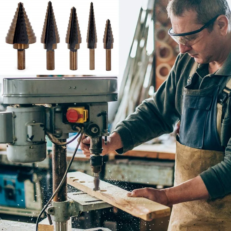 

HSS 4241 Cobalt Multiple Hole 50 Sizes Step Drill Bit Set Tools Aluminum Case Metal Drilling Tool For Metal Wood Step Cone Drill