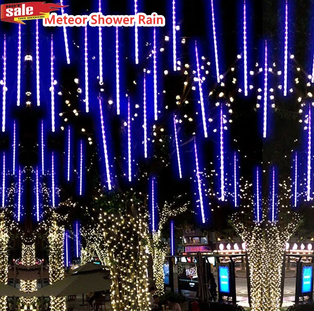 

8 Tubes Outdoor Meteor Shower Rain Waterproof Colorful 30/50cm LED String Lights For Tree Christmas Wedding Party Decoration #F1