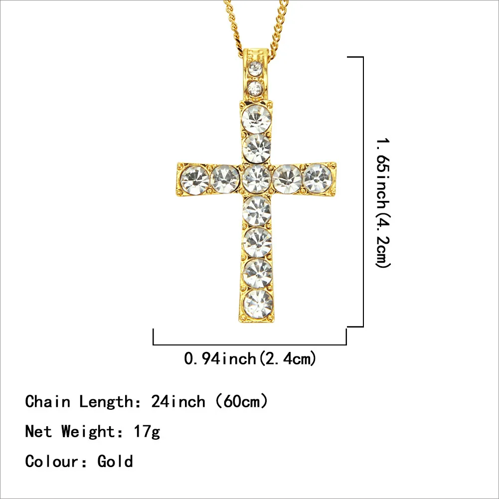 

Hip Hop Pico Harvey Cross Pendant Necklace Micro Pave Zircon Cubic Zirconia Egyptian Style Necklace 24 Chain