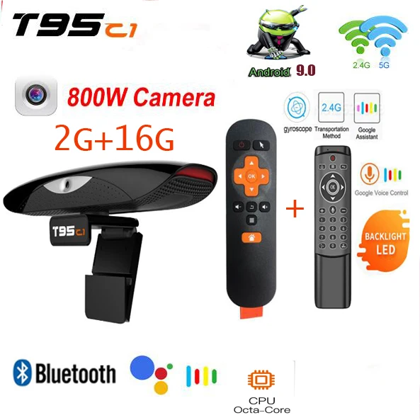 T95 c1 android ТВ коробка веб камера 2 в 1 с 8m пикселей Android 9 0 4 & 5G Wi Fi 100 м Гб оперативной