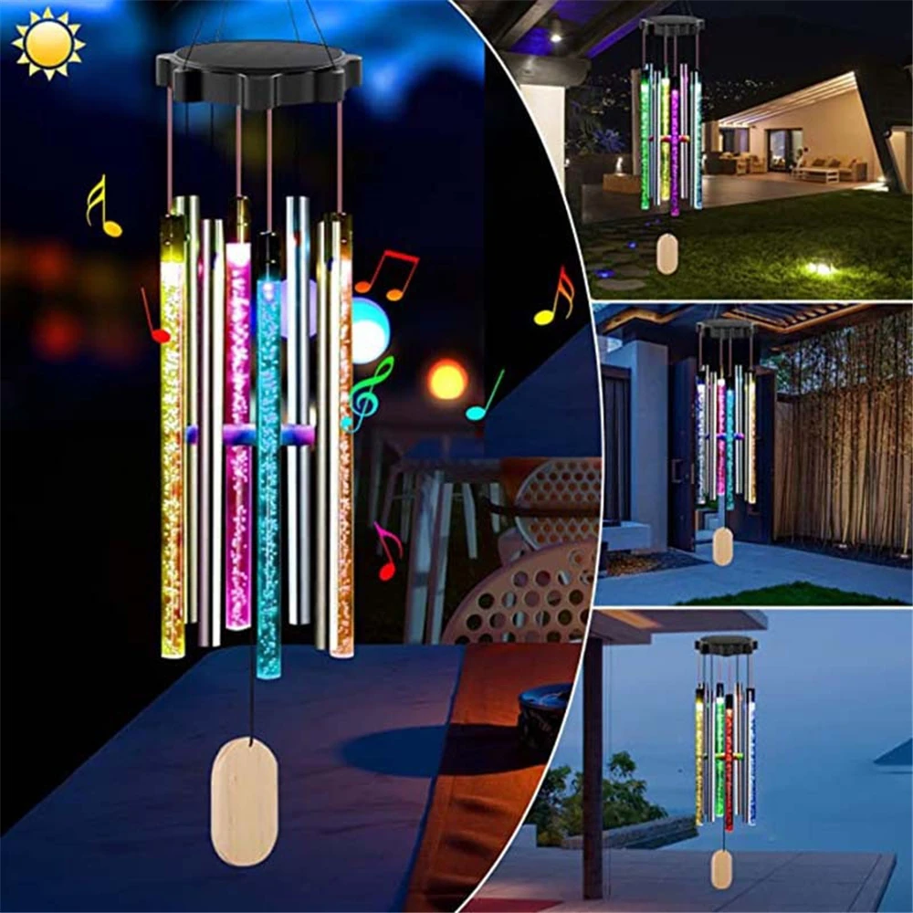 

Wind Chimes for Outside Solar Power Color Changing LED Solar Lights Mobile Hanging Decoration for Garden Patio Gift for Mom