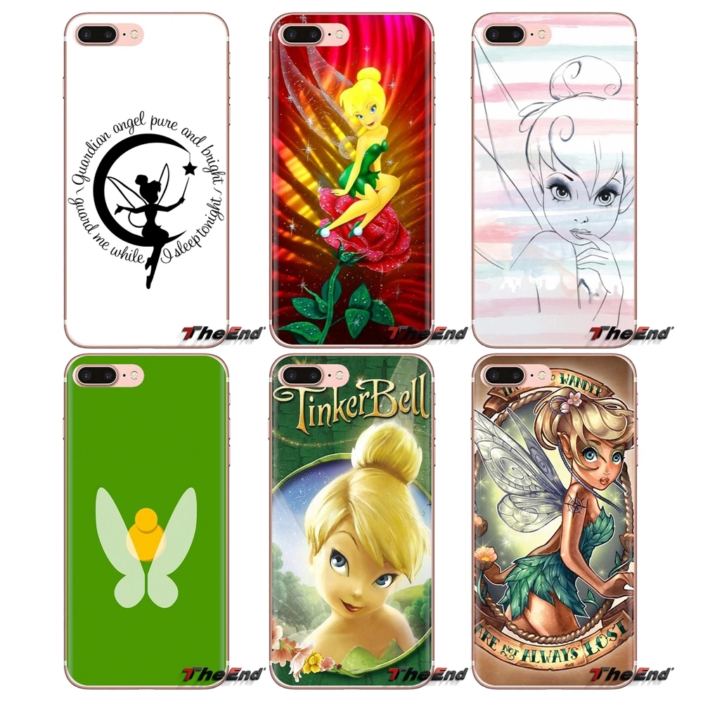 Transparent Soft Shell Covers For Samsung Galaxy S2 S3 S4 S5 MINI S6 S7 edge S8 S9 Plus Note 2 3 4 5 8 Coque Fundas Tinkerbell |