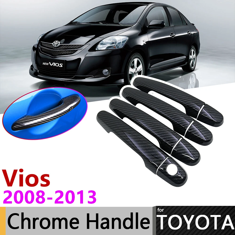 Черная накладка на дверную ручку из углеродного волокна для Toyota Vios XP90 Limo 2008 ~ 2013 2009