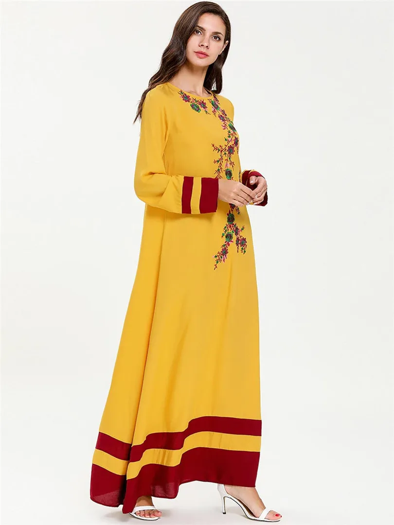 2019 плюс размер мусульманские платья модные женские с длинным рукавом принтом