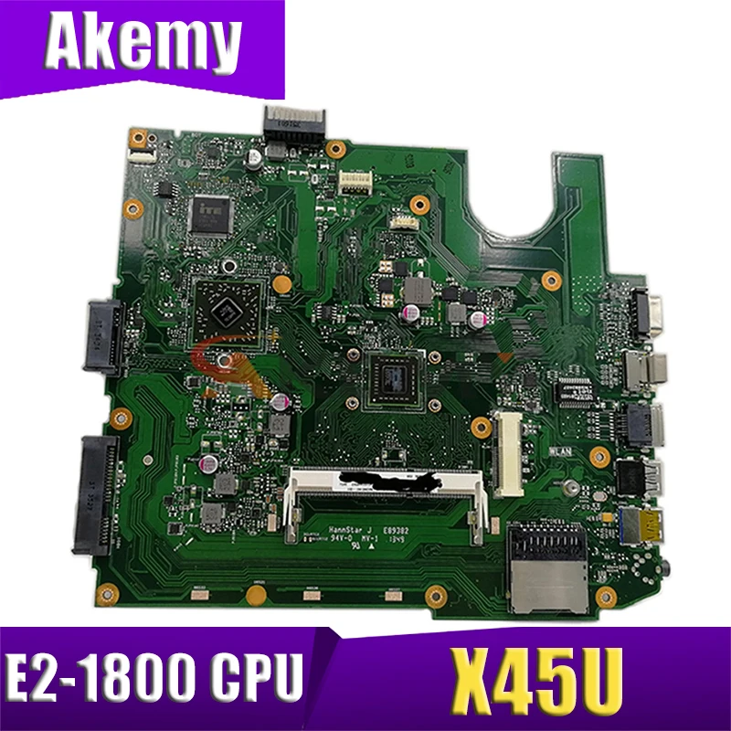 

AKEMY X45U Laptop Motherboard For ASUS VivoBook X45U A45U Original Mainboard AMD E2-1800 CPU