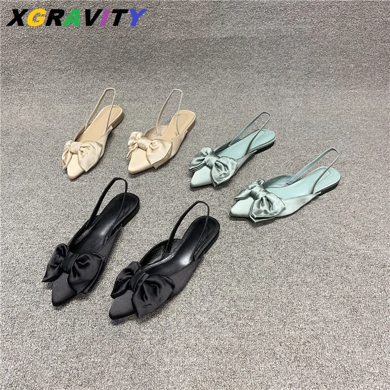

2021 New European American Slip On Women Flat Shoes Elegant Summer Shoes Sexy Butterfly Knot Branded Vintage Lady Sandals Shoes
