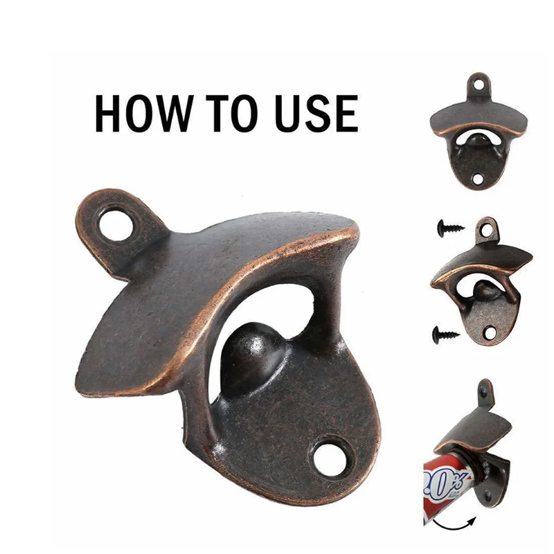 10 Pack Bottle Opener Wall Mounted Rustic Beer Set Vintage Look with Mounting Screws for Kitchen Cafe Bars | Дом и сад