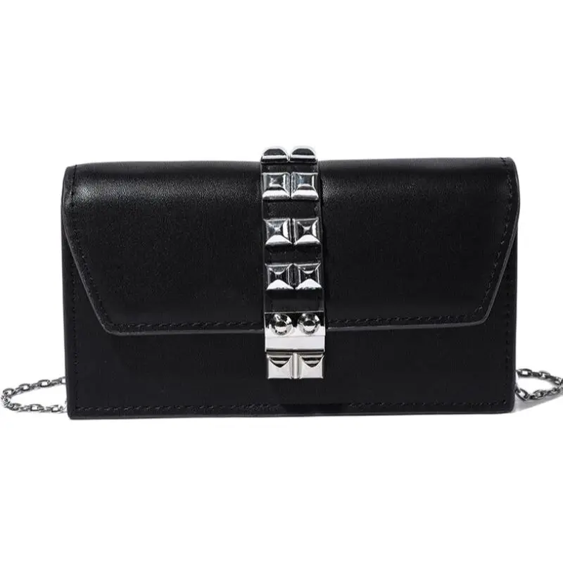 Модная дамская сумка мессенджер с заклепками Классическая маленькая квадратная