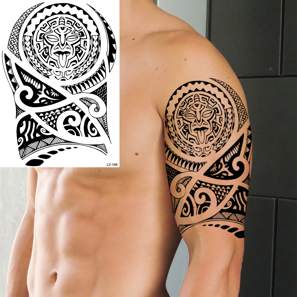 Черные татуировки Maori Tiki Totem Arm для мужчин временные взрослых реалистичные