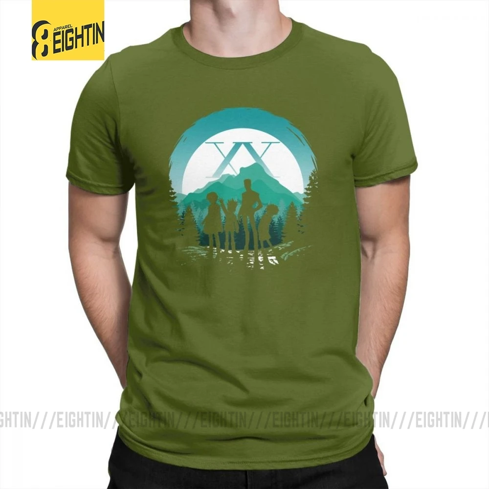 Hunter X Hunter T-Shirts Team Japanese Purified Cotton Novelty Tee Shirts Short-Sleeve T Shirt Male Simple Stylish Comic Plus - Цвет: Армейский зеленый