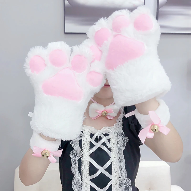 

5Pcs/Set Anime Cat Paw Ear Tail Tie Coffee Shop Maid Cosplay Role Play Kitten Costume Gloves Party Halloween Carnival Whole
