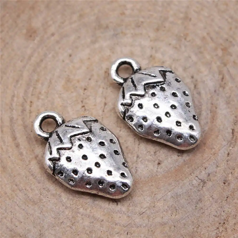 

Handmade Pendants For Jewelry Accessories 20pcs Strawberry Charms 17x10mm Antique Silver Plated
