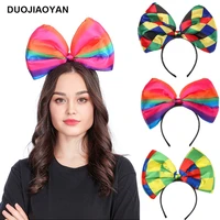 duojiaoyan new fashion rainbow color bow hair band girls party festival headband headwear christmas bow knot hair hoop