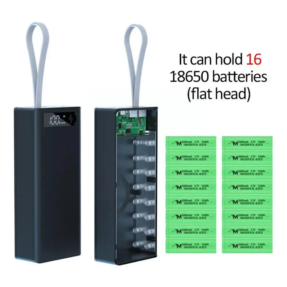 Чехол для беспроводного аккумулятора 16*18650 PD QC3.0 USB 10 Вт без сварки