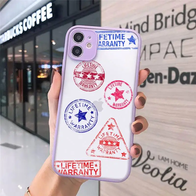 

Christmas trend tags Phone Case For iPhone 12 11 Mini Pro XR XS Max 7 8 Plus X Matte transparent Purple Back Cover