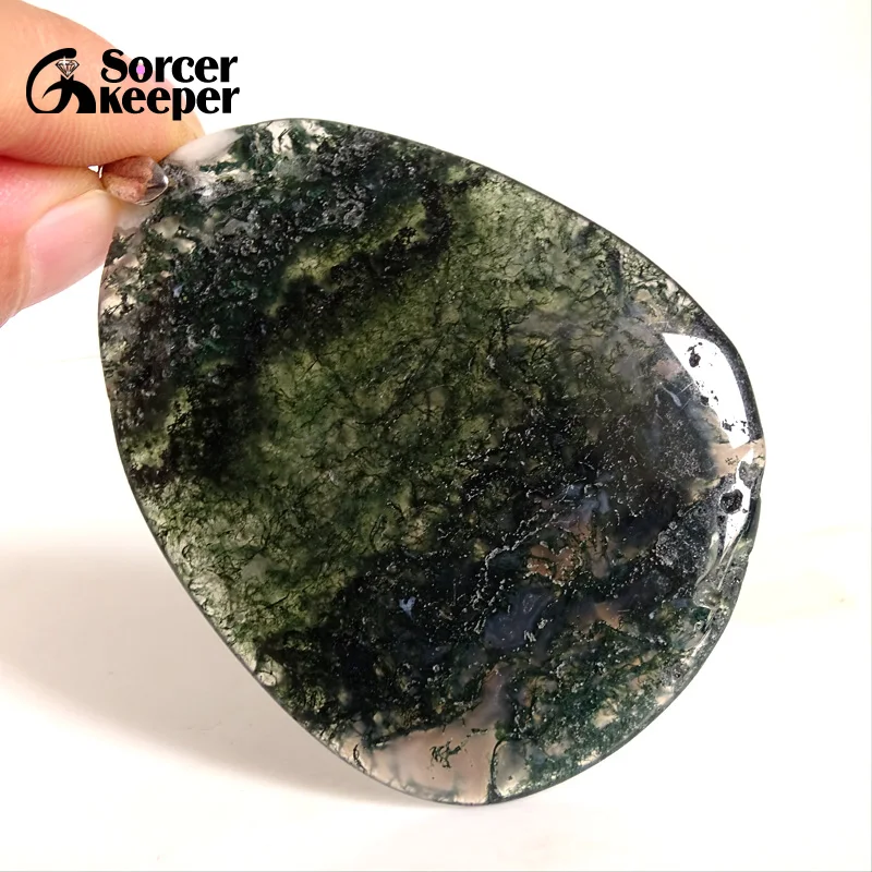 Модное женское мужское ожерелье кулон большие натуральные моховые Агаты камень