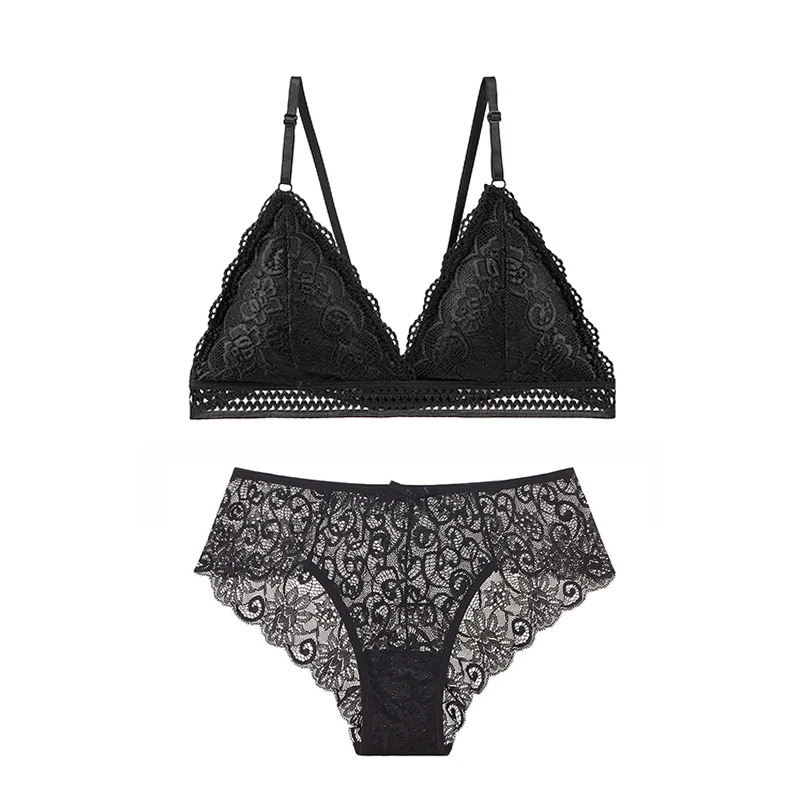 

1 Set Woman Bra Panties Sexy Lingerie Lace Women's Underwear Bralette Push Up Tube Tops Bras Briefs Suit For Lady New BANNIROU
