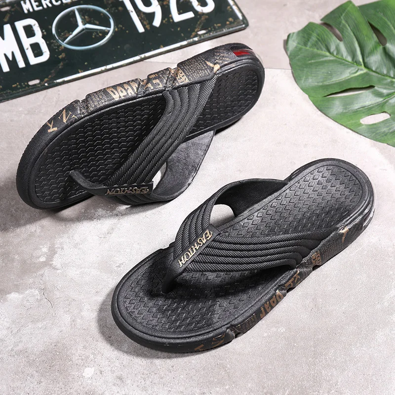 

Mens Simple Style Rubber Flip Flops Breathable Quick Dry Beach Slippers Shoes Home Casual Shoes