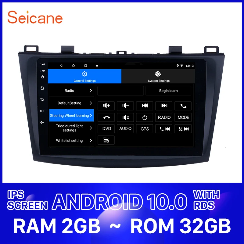 Автомагнитола Seicane 2din 9 дюймов 2 Гб ОЗУ 32 ПЗУ Android 10 0 GPS навигация для MAZDA 3 RDS IPS 2009 2010