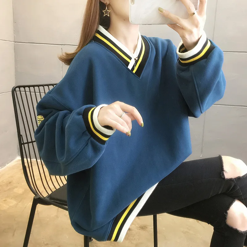 

Anti-Pilling Long-Sleeved Sweatershirt Women's Clothing Loose Hooded Korean Autumn And Winter Hooded Top