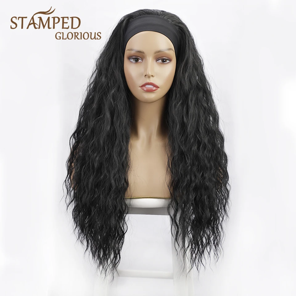 

Stamped Glorious Synthetic Headband Synthetic Wig Water Wave Long Hair With Headband Wigs for Wowen Heat Resistant Fiber Wig