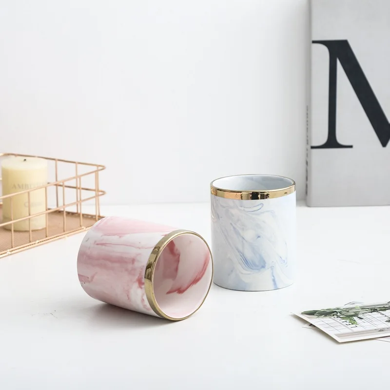 Современная простая широкая ваза маленькие свежие домашние украшения мраморные