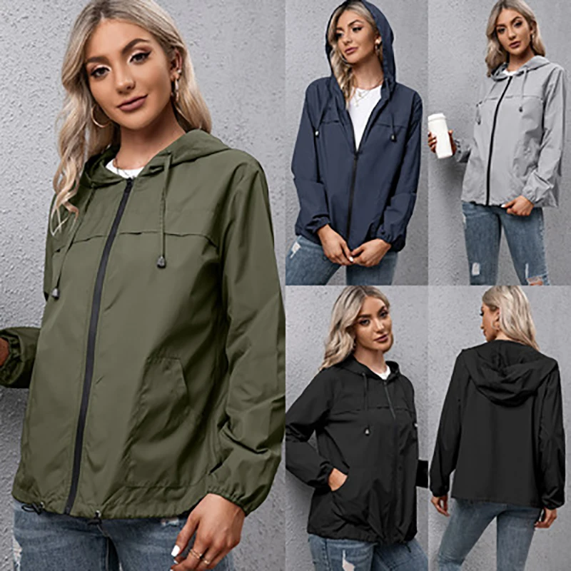 

Новая модная женская толстовка на молнии, ветрозащитная водонепроницаемая куртка для прогулок, Женская весенне-осенняя спортивная куртка
