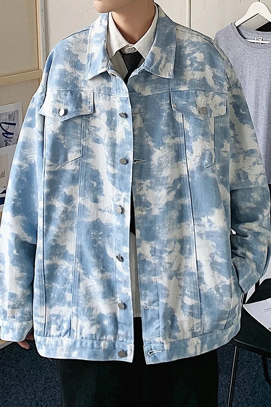 

Denim Jacket Men's Spring Autumn Trendy Korean Style Loose Top Trendy Brand Hong Kong Style Ins Ruan Handsome Workwear Jacket