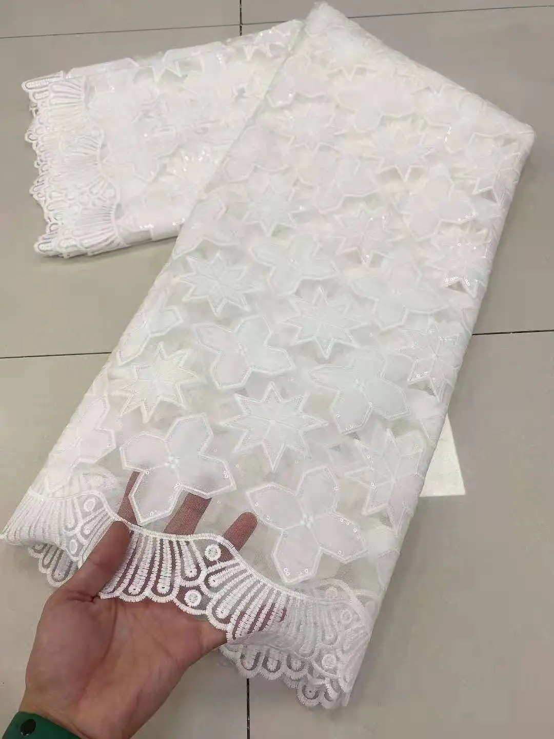 

High Quality African Laces 2021 With Sequins Nigerian Tulle French Net Lace Fabric For wedding Party 5yards/lot Yellow