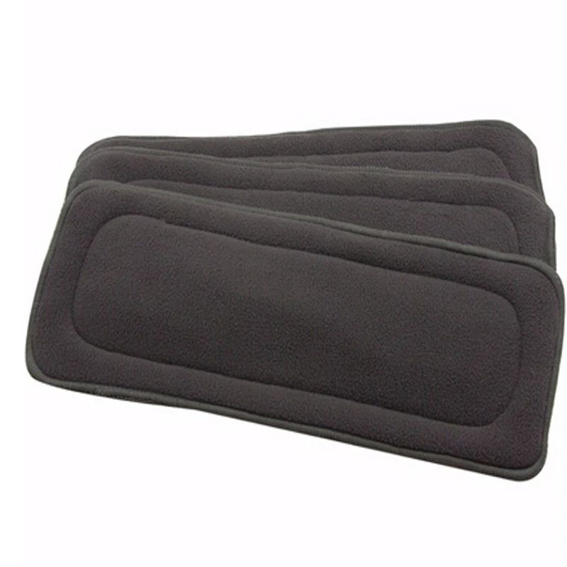 4Layers Bamboo Charcoal Cloth Diapers Inserts Nappy Changing Mat Black Kids Diapers Reusable Diaper Changing Pad Liners