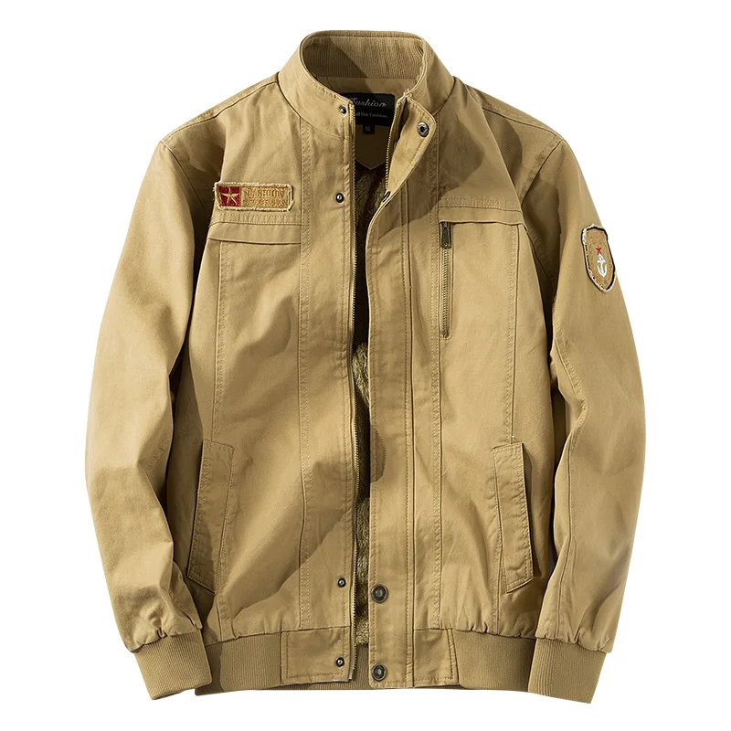 Khaki Jackets Мужские утепленные куртки и пальто Зимняя внутренняя флисовая куртка плюс размер Military военная куртка Бомбер для мужчин верхняя одежда пальто одежда, ZA279 - Цвет: Khaki Jackets