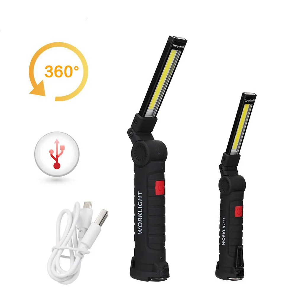 

2pcs 10W COB LED Portable Flashlight USB Charging Foldable LED Lamp 360 rotary with Magnet Hook for Emergency searching working