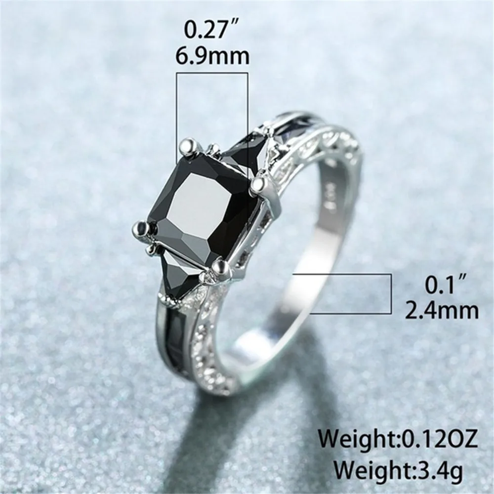 

New Fashion Luxury Black Zircon Women Engagement Ring Couple Gift Jewelry Jewelry Accessories Wholesale