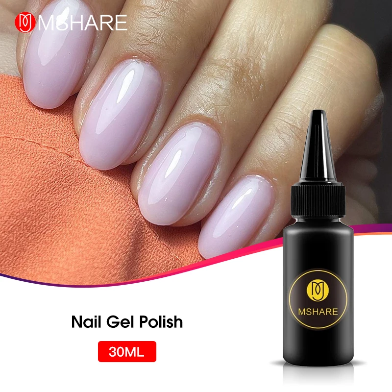 

MSHARE Milky Rose Nails Gel Varnish Lacquer Milky White Nail Polish Soak Off Cured with Nail Drye 30ml