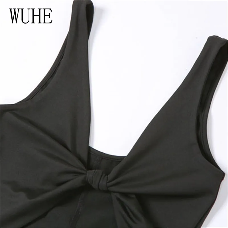 

WUHE Fitness Sports Rompers Sleeveless V Neck Off Shoulder Bandage Hollow Out Package Hip Skinny Sexy Casual Party Overalls