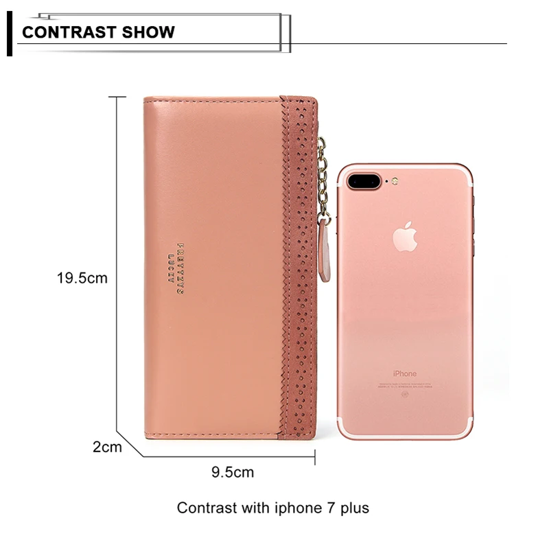 Дизайнерский кошелек на новой застежке с откидной крышкой, Длинный кошелек на молнии, кошелек для монет, сплошной цвет, держатель для карт, женский клатч для телефона