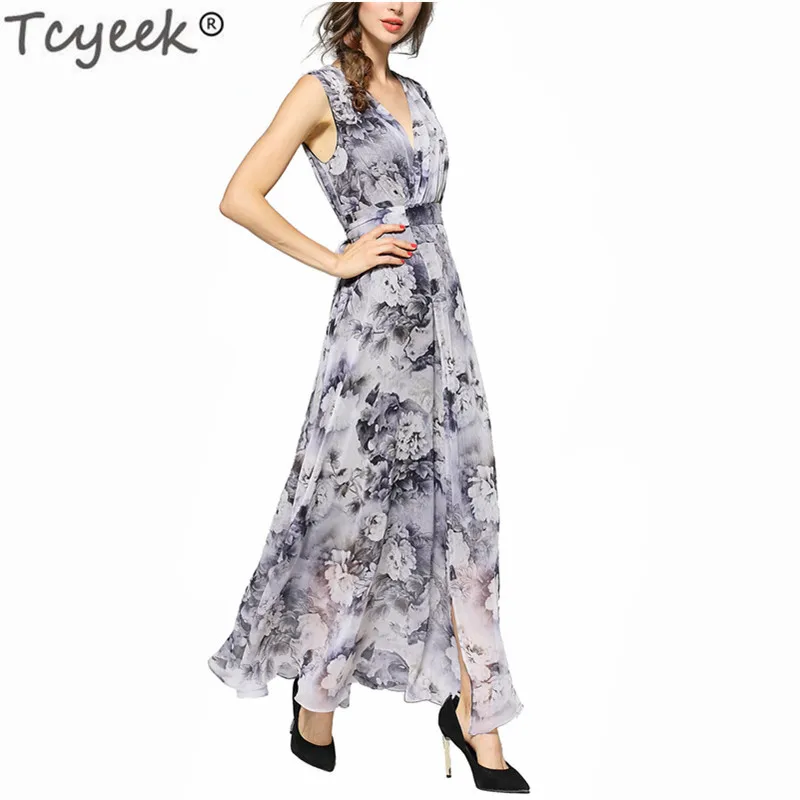 Сексуальное платье с v образным вырезом женское пляжное летнее шифоновые платья