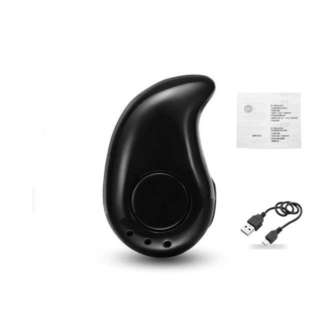 Черный Мини Bluetooth наушники Беспроводные спортивные с микрофоном гарнитура наушники-вкладыши гарнитура для всех телефонов для samsung huawei Xiaomi - Цвет: Черный