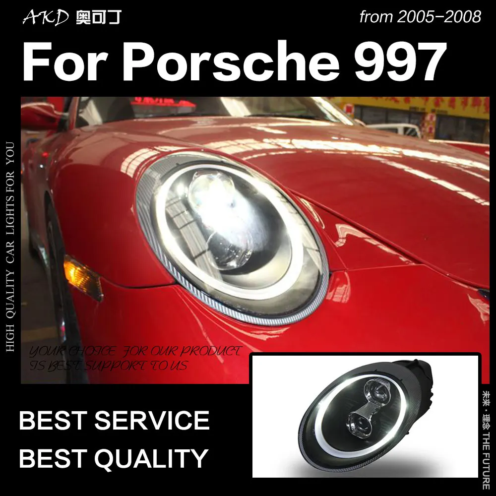 AKD автостайлинг для Porsche 997 фары 2005-2008 светодиодный ные DRL дальний ближний свет