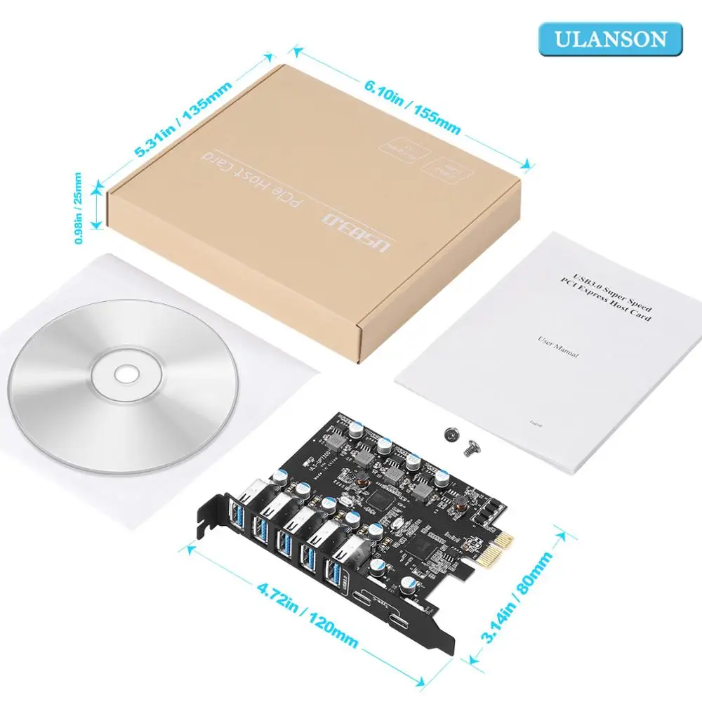 uls pci e usb3 0 карта 7 порты и разъёмы тип