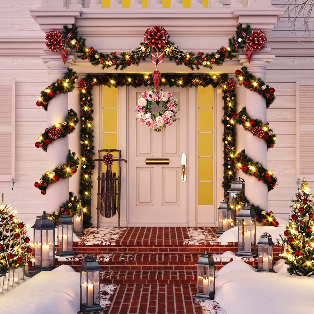 Искусственный венок пиона 16 дюймов дверь Круглый реквизит для фотосъемки дома