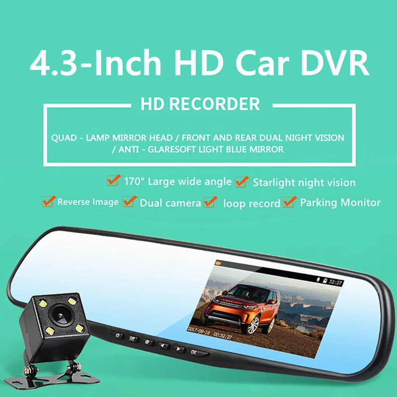 Автомобильный видеорегистратор Odare Full HD 1080P Автомобильное зеркало заднего вида с