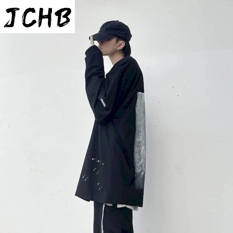 

2021 Harajuku Oversized t Shirt Women Clothes Goth Punk Original Vibe Graffiti Paint Printing Loose Long-sleeved T-shirt High St