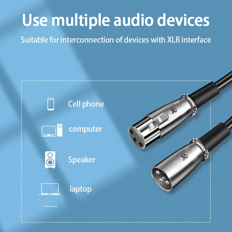 Кабель XLR штекер-гнездо M/F 3Pin OFC аудиокабель фольга + оплетка экранированный для